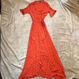 Burnt Orange Wrap/Maxi Dress